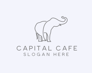 Gray Minimalist Elephant  logo design