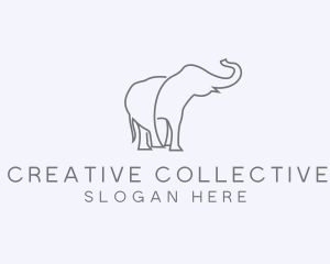 Gray Minimalist Elephant  logo design