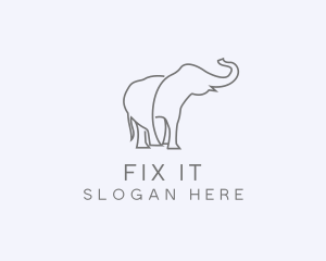 Gray Minimalist Elephant  logo design