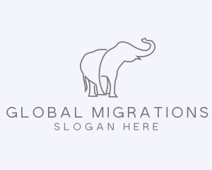 Gray Minimalist Elephant  logo design