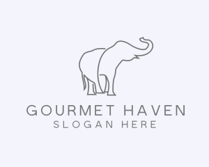 Gray Minimalist Elephant  logo design