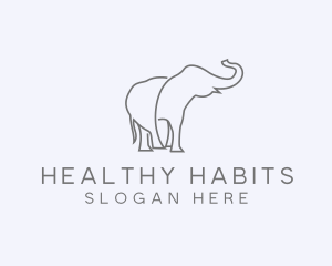 Gray Minimalist Elephant  logo design