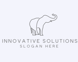 Gray Minimalist Elephant  logo design