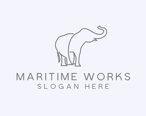 Gray Minimalist Elephant  logo design