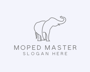 Gray Minimalist Elephant  logo design