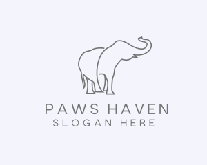 Gray Minimalist Elephant  logo design