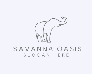 Gray Minimalist Elephant  logo design