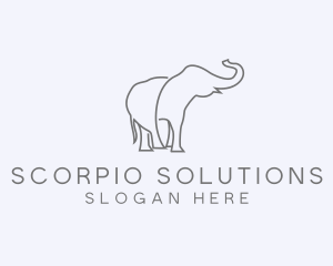 Gray Minimalist Elephant  logo design