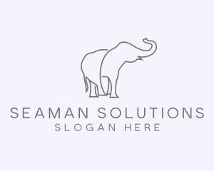 Gray Minimalist Elephant  logo design