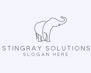 Gray Minimalist Elephant  logo design