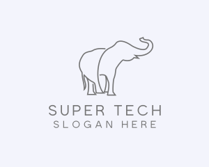 Gray Minimalist Elephant  logo design