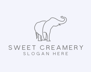 Gray Minimalist Elephant  logo design