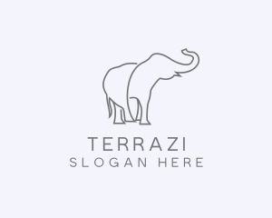 Gray Minimalist Elephant  logo design