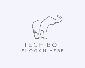 Gray Minimalist Elephant  logo design