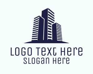 Land - Blue Real Estate City logo design