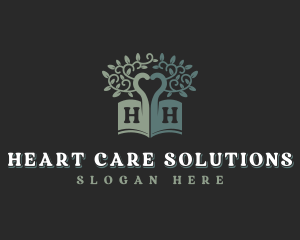 Tree Book Heart logo design