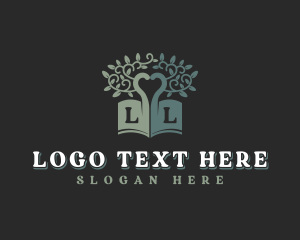Ebook - Tree Book Heart logo design