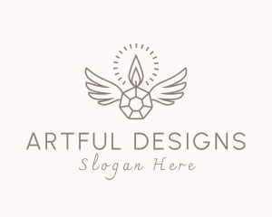 Candle Crystal Wings logo design