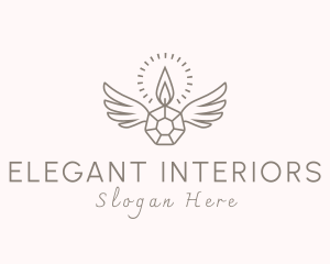 Candle Crystal Wings logo design