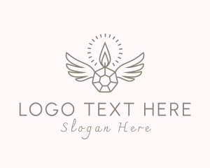 Religion - Candle Crystal Wings logo design