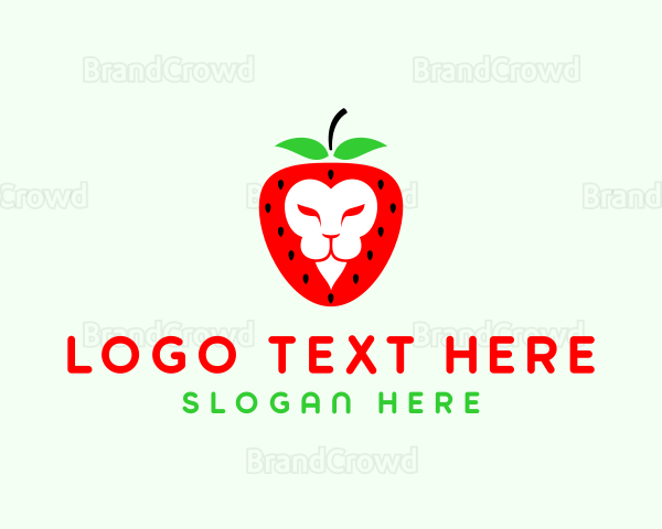 Strawberry Lion Head Logo