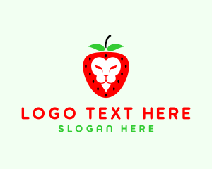 Strawberry - Strawberry Lion Head logo design