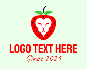 Strawberry - Strawberry Lion Head logo design