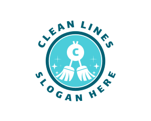 Broom Cleaning Sanitation Janitorial logo design