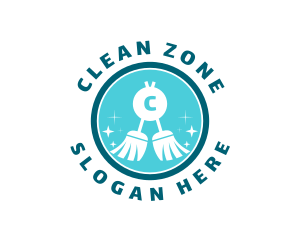 Broom Cleaning Sanitation Janitorial logo design