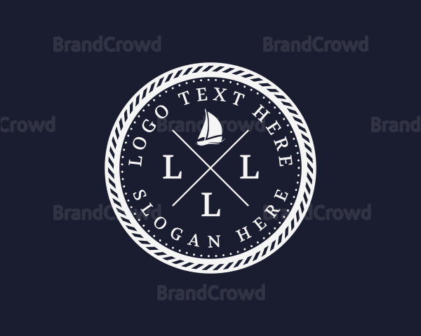 Hipster Nautical Navy Sailboat Logo