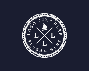 Nautical - Hipster Nautical Navy Sailboat logo design