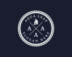 Hipster Nautical Navy Sailboat logo design