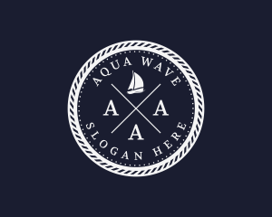 Hipster Nautical Navy Sailboat logo design