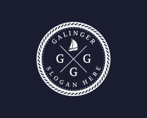 Fishing - Hipster Nautical Navy Sailboat logo design
