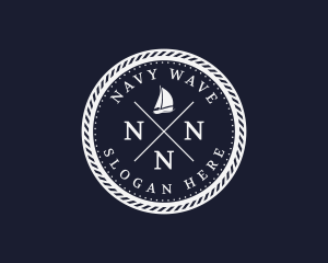 Hipster Nautical Navy Sailboat logo design