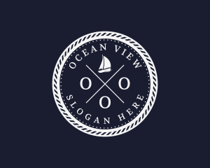 Hipster Nautical Navy Sailboat logo design