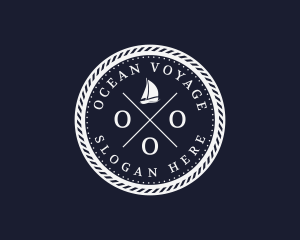 Hipster Nautical Navy Sailboat logo design