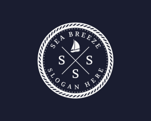 Hipster Nautical Navy Sailboat logo design