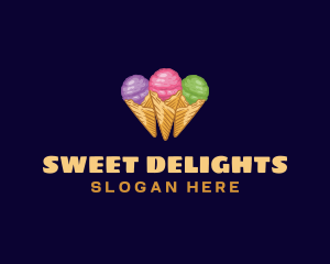 Gelato Ice Cream Dessert logo design