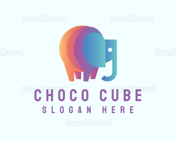 Multicolor Elephant Animal Logo