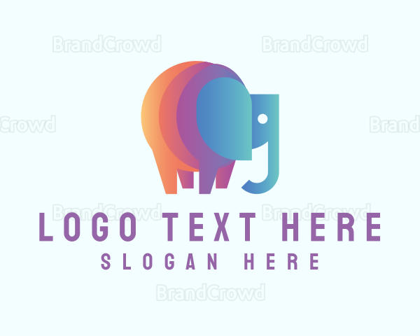 Multicolor Elephant Animal Logo