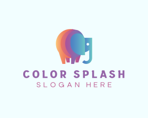 Multicolor Elephant Wildlife logo design