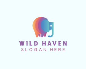 Multicolor Elephant Wildlife logo design