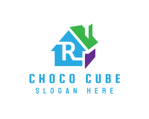 Colorful 3D House R Logo