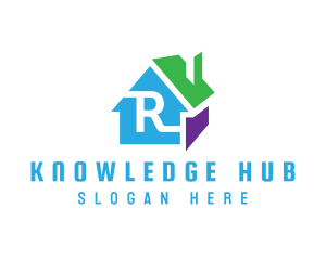 Colorful 3D House R Logo