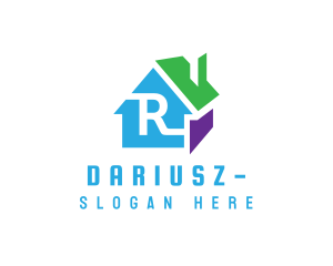 Colorful 3D House R Logo