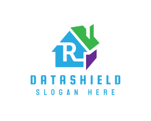 Colorful 3D House R Logo