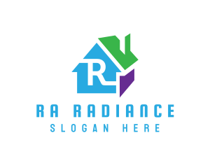 Colorful 3D House R logo design