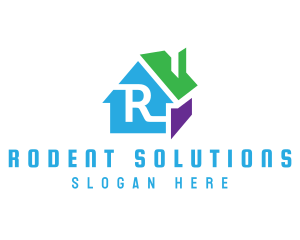 Colorful 3D House R logo design