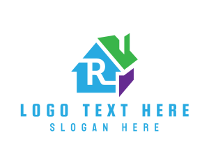 Colorful 3D House R Logo